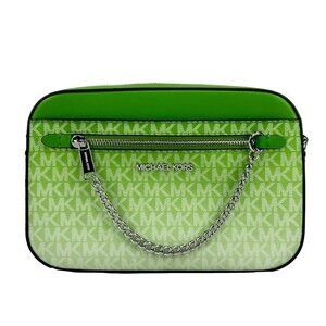 NEW Michael Kors Jet Set Large East West Zip Chain Crossbody Bag Jungle Green